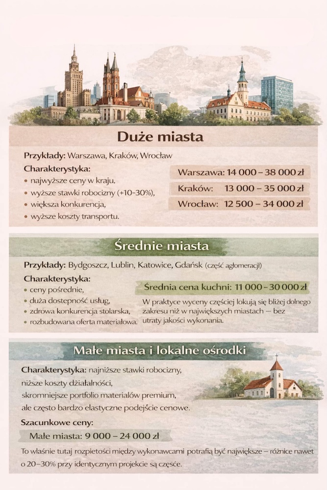 meble kuchenne na wymiar - ceny w różnych lokalizacjach ceny za meble kuchenne w miastach