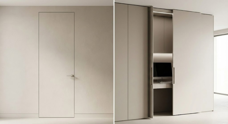 co zamiast drzwi pokojowych - ukryte systemy meblowe co zamiast drzwi pokojowych - warianty zlicowane ze ścianą