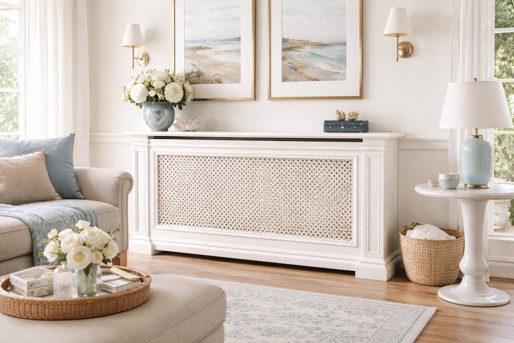 klasyczna biała osłona na kaloryfer 