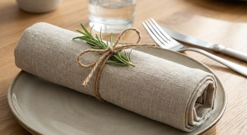 jak ułożyć serwetki na stole w klasyczne rulony