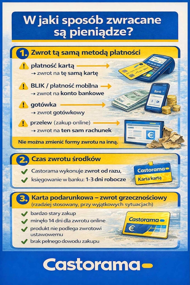 zasady zwrotu środków w castoramie 