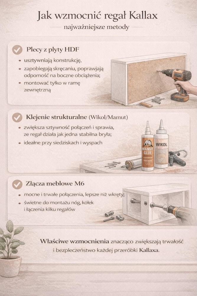 kallax przeróbki - poprawa wzmocnienia regału 