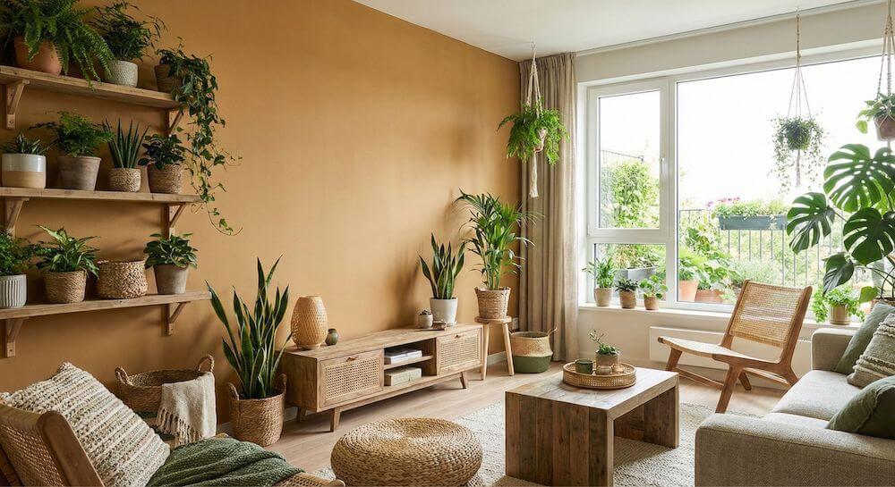 Kolor ochra w aranżacji biophilic