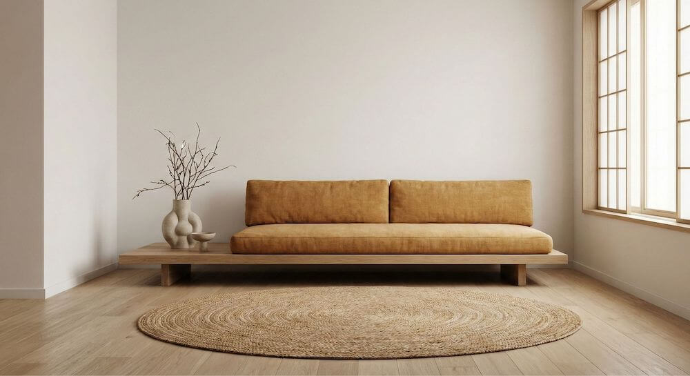 Ochra w aranżacji japandi 