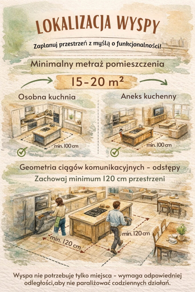 minimalne wymiary wyspy kuchennej 