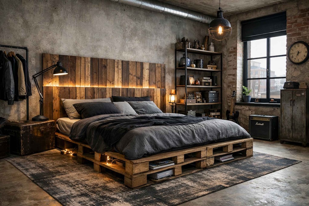 łóżko z palet - inspiracje z paneli dekoracyjnych 