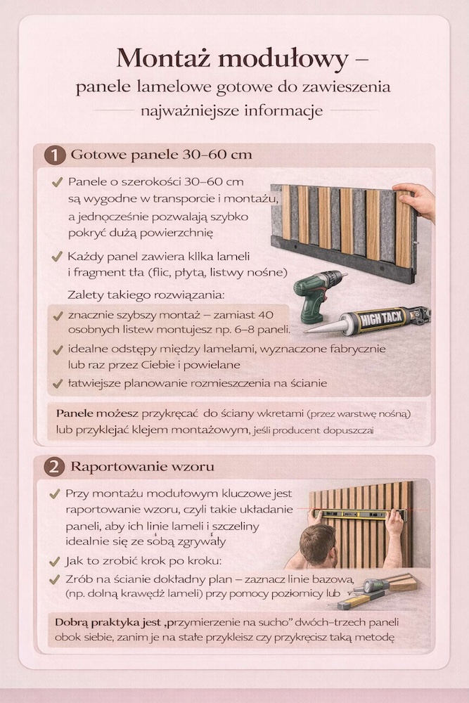 modułowe montowanie lameli montaż modułowy lameli