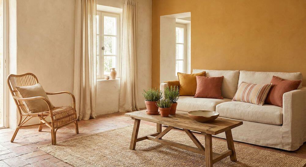 Kolor ochra z terakotą i kremem 