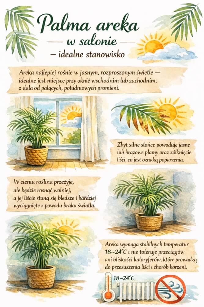 palma areka - najlepsze stanowisko idealne stanowisko dla palmy areka
