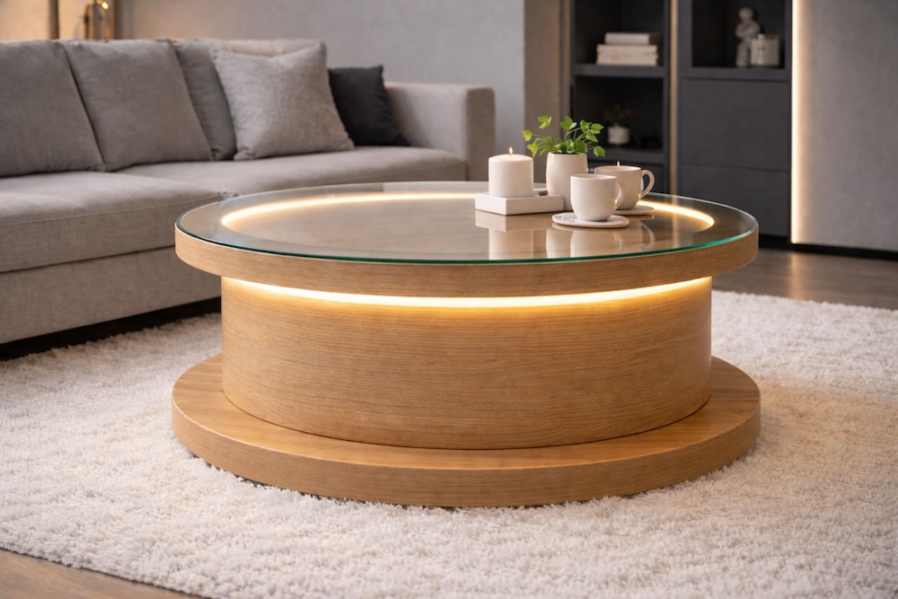 podświetlony stół ze szpuli 