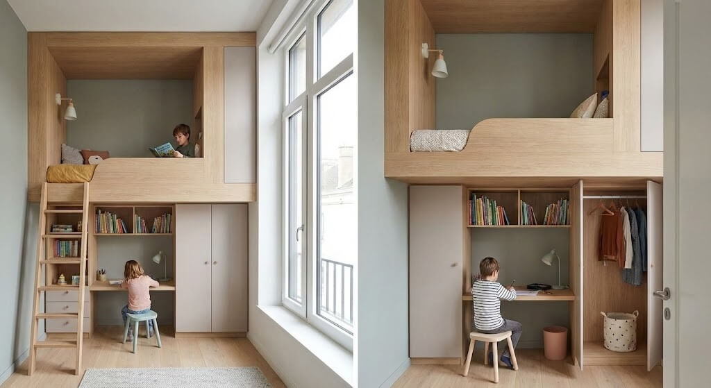 jak podzielić pokój na dwa dla dzieci z antresolą z łóżkiem