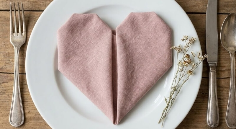 różowa serweta w kształcie serca