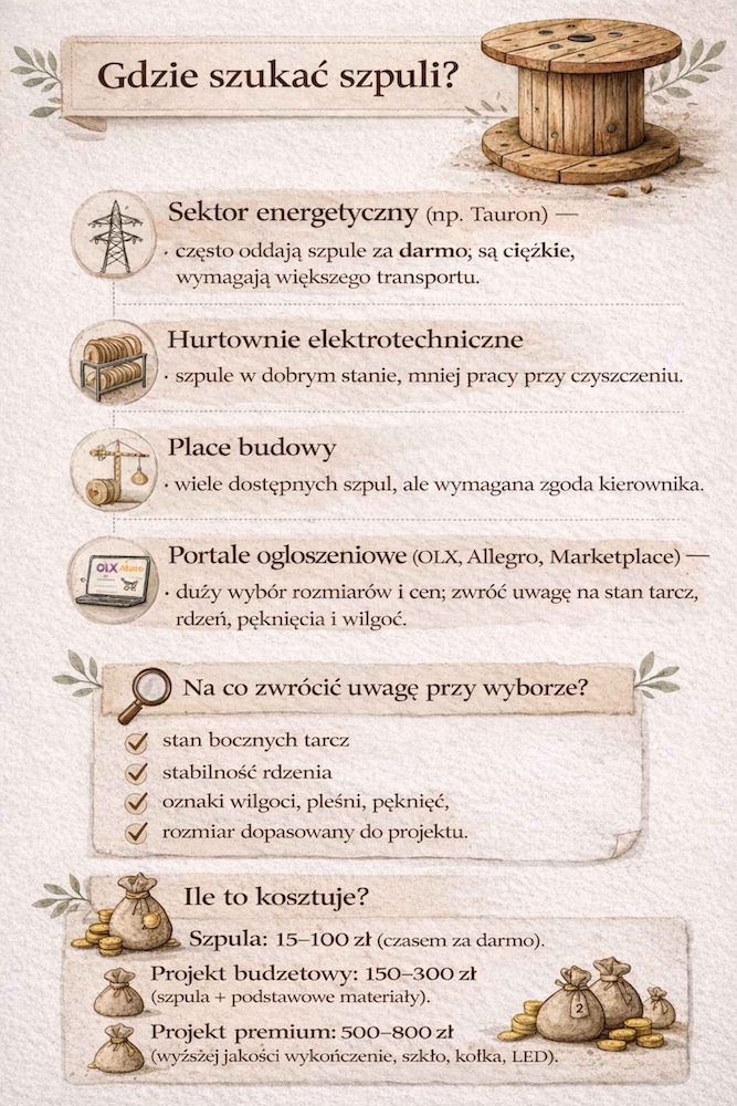 stolik ze szpuli - gdzie szukać materiału 