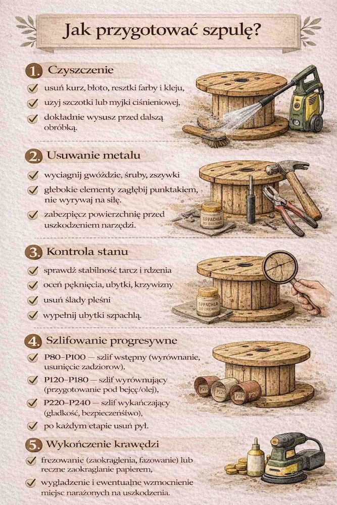 stolik ze szpuli - przygotowanie 