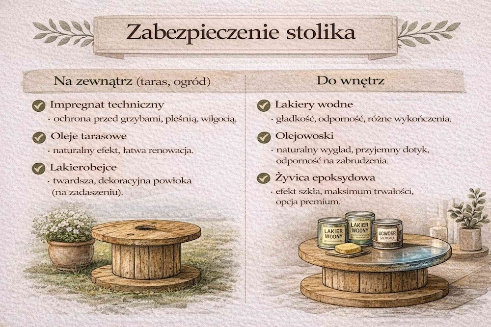 stolik ze szpuli - impregnacja 