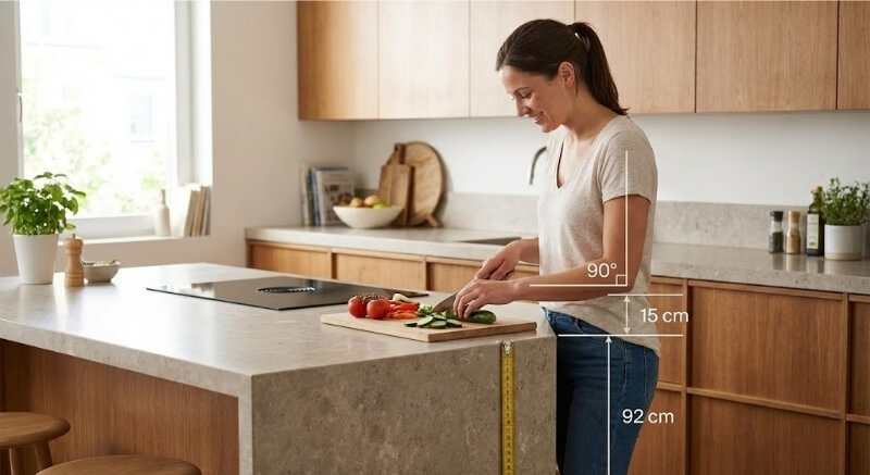 Wyspa kuchenna – wymiary dostosowane do wzrostu