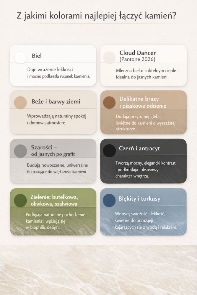 z czym połączyć kamień na ścianie - wybrane kolory z czym połączyć kamień na ścianie - paleta kolorów