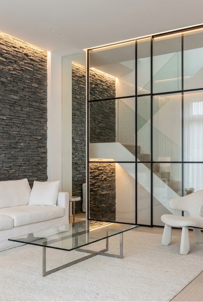 z czym połączyć kamień na ścianie - szklana przegroda z czym połączyć kamień na ścianie - szklana szyba