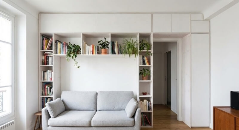 zabudowa typu mostek do małego salonu