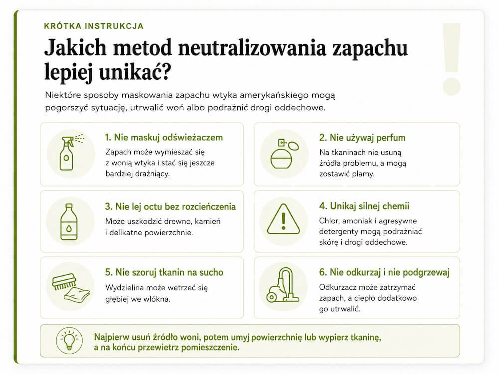 Wtyk amerykański – zapach. Jakich metod neutralizacji unikać? Jakich metod neutralizowania zapachu wtyka amerykańskiego unikać?