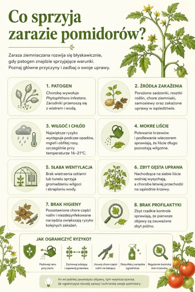 Zaraza na pomidorach - przyczyny Co sprzyja zarazie pomidorów?